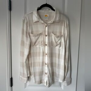 C&C California beige and white Checkered Shirt NWT